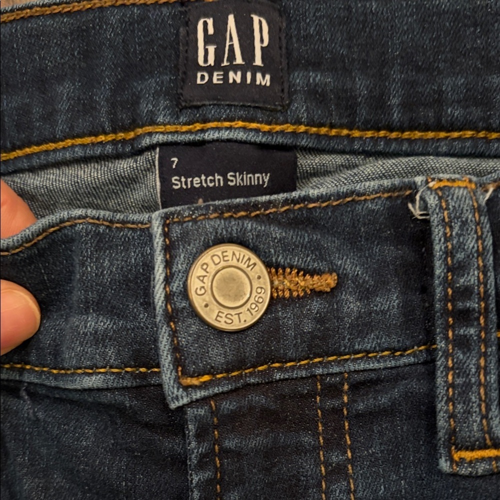 GAP Kids Dark Blue Stretch Skinny Jeans— Size 7 - Picture 3 of 4